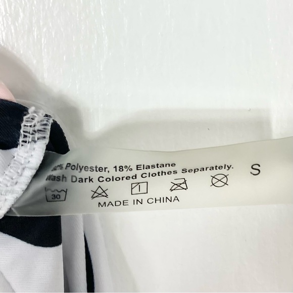 nwot SHEIN Bikini Set S Cow-skin Black-White Pink-Trim Adjust-Tie Stretch Lined - Picture 7 of 10